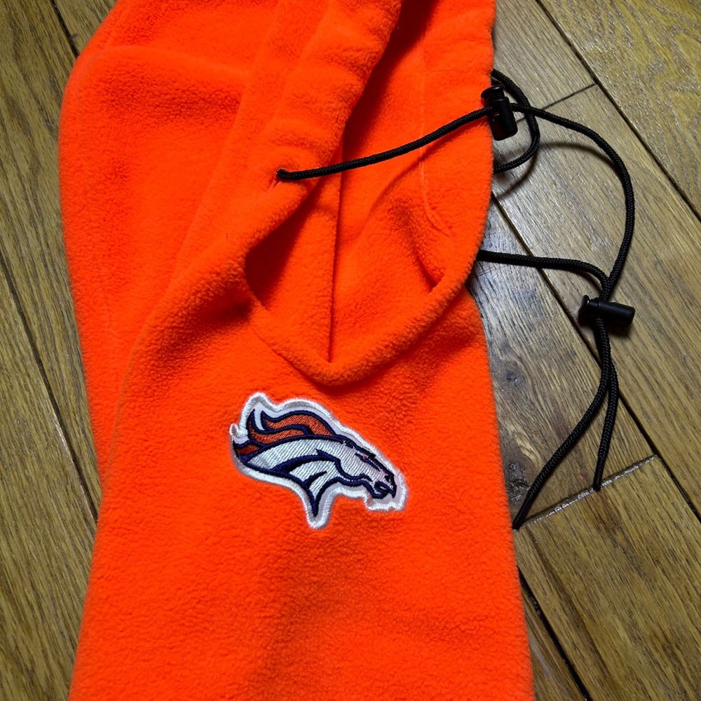 Denver Broncos Vintage Polartec Fleece Balaclava Hood Orange Made in USA